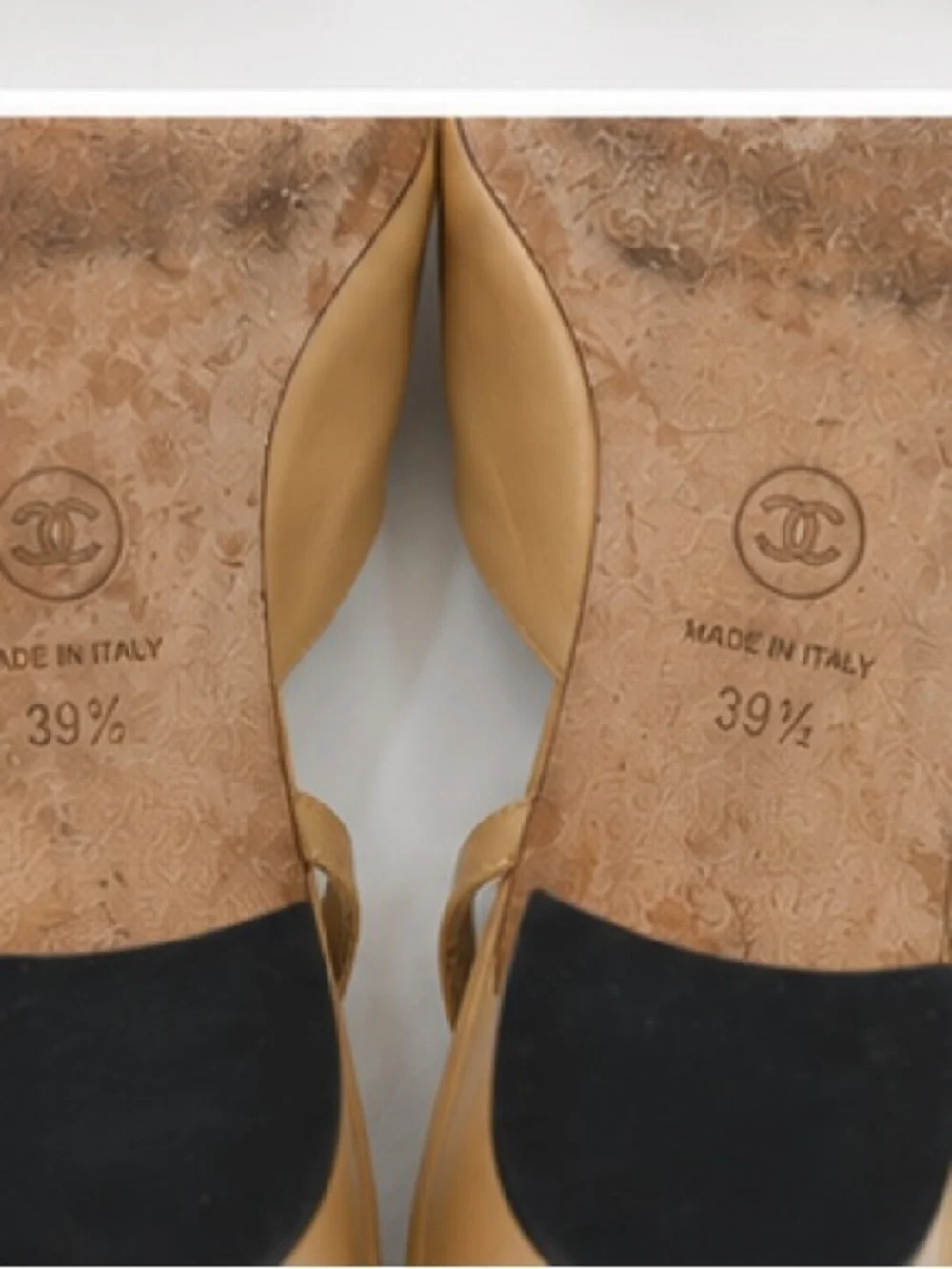 CHANEL Two-Tone Slingback Pumps in Tan and Black